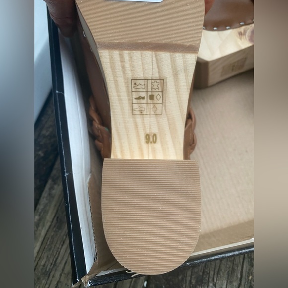 DOLCE VITA Hila Saddle Leather Platform Wooden Heels Sz 9 - Picture 7 of 13